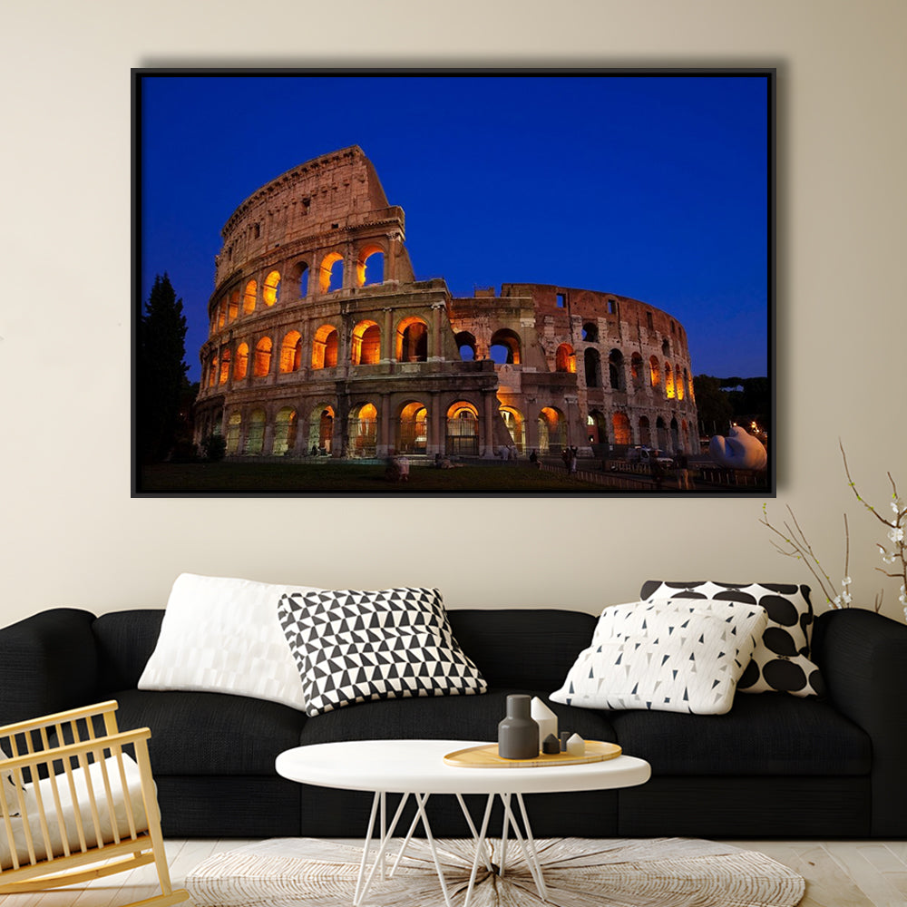 Colosseum in Italy, Stadium Canvas, Sport Art, Framed Canvas Print Wall Art, Floating Frame