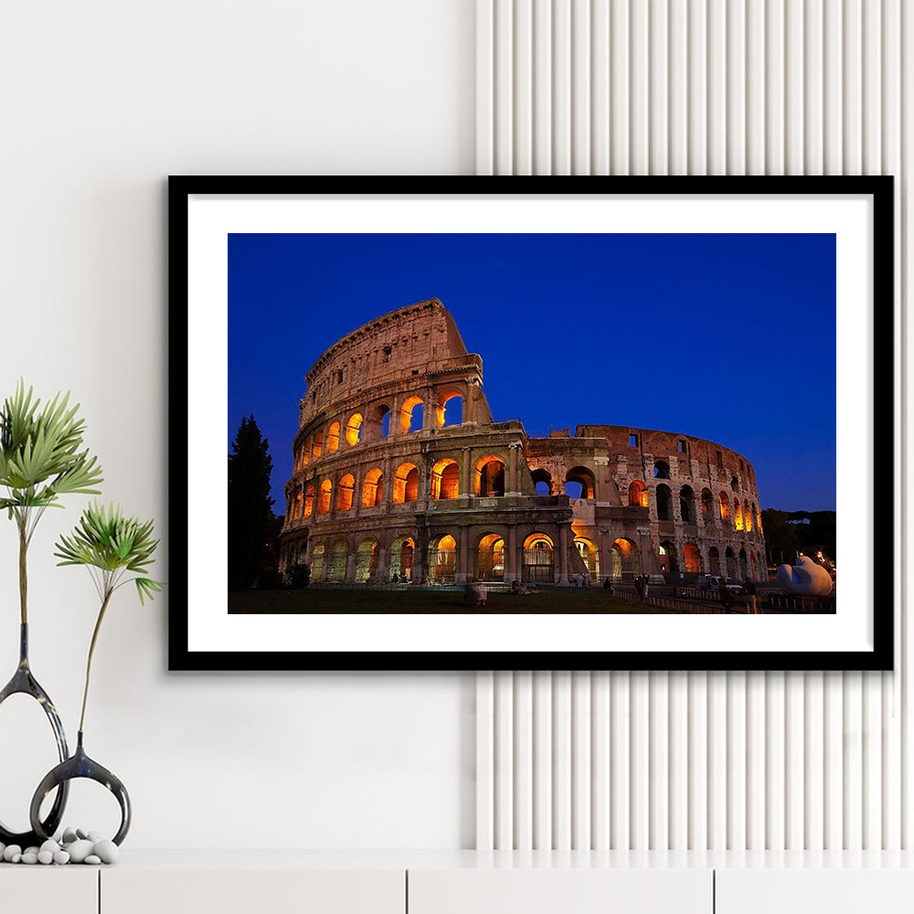 Colosseum in Italy, Stadium Canvas, Sport Art, Gift for him, White Border Framed Art Print Wall Decor