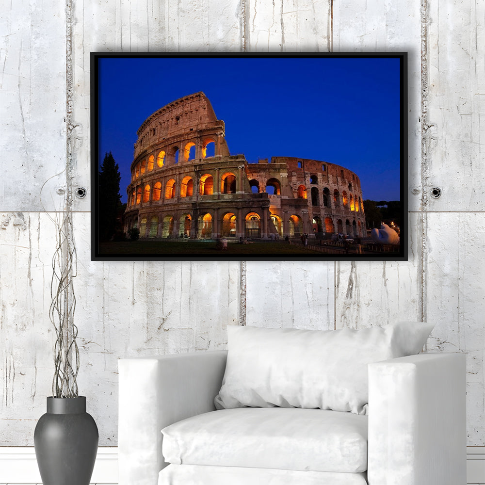 Colosseum in Italy, Stadium Canvas, Sport Art, Framed Canvas Print Wall Art, Floating Frame