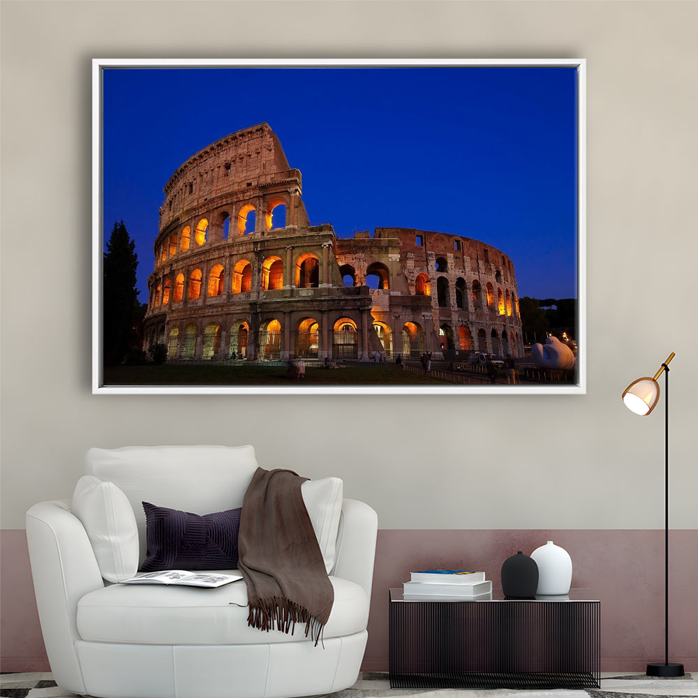 Colosseum in Italy, Stadium Canvas, Sport Art, Framed Canvas Print Wall Art, Floating Frame