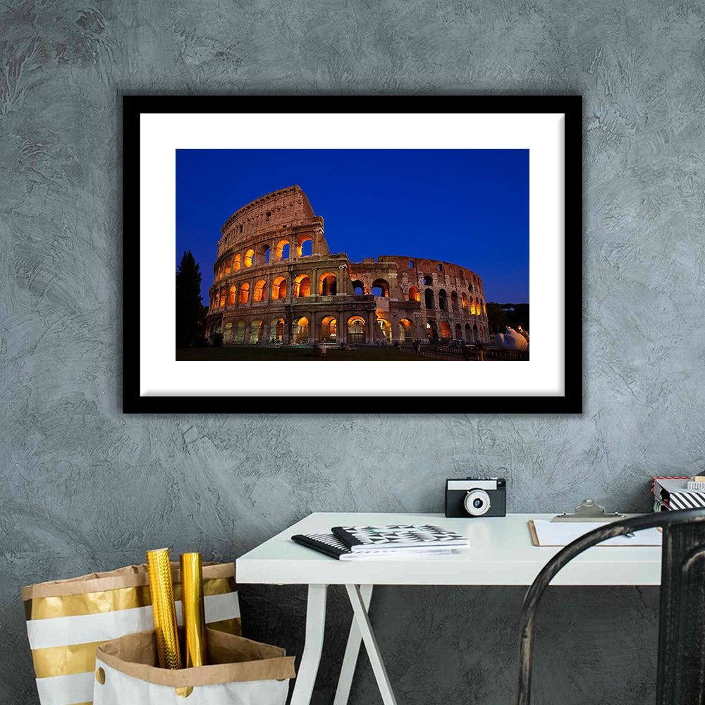 Colosseum in Italy, Stadium Canvas, Sport Art, Gift for him, White Border Framed Art Print Wall Decor