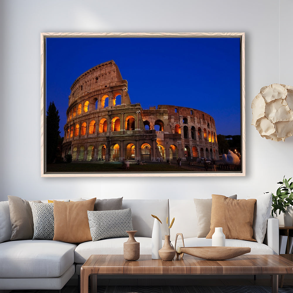 Colosseum in Italy, Stadium Canvas, Sport Art, Framed Canvas Print Wall Art, Floating Frame