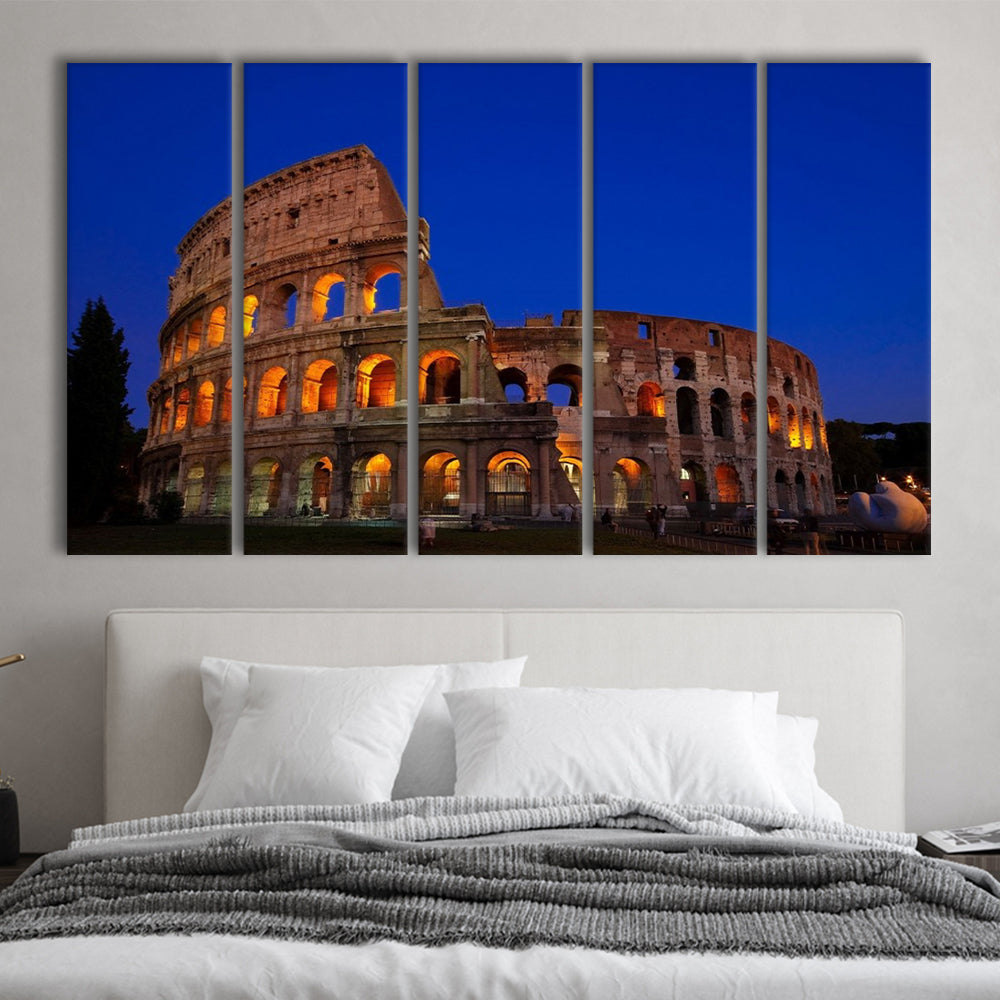 Colosseum in Italy, Stadium Canvas, Sport Art, 5 Panel B, Extra Large Canvas, Canvas Print Wall Art