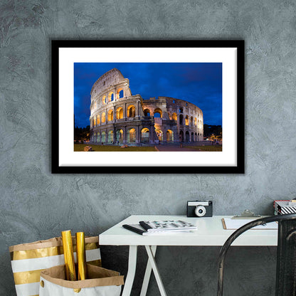 Colosseum in Rome Italy, Stadium Canvas, Sport Art, Gift for him, White Border Framed Art Print Wall Decor