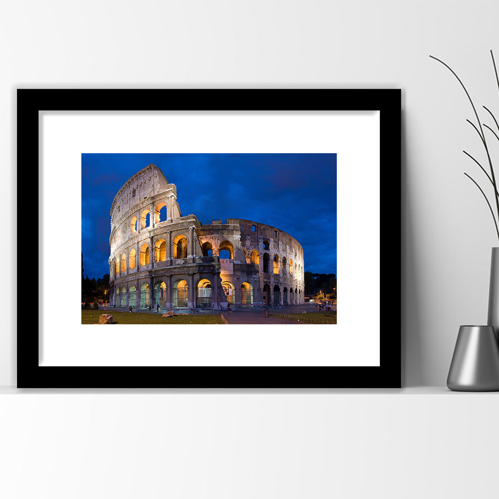 Colosseum in Rome Italy, Stadium Canvas, Sport Art, Gift for him, White Border Framed Art Print Wall Decor