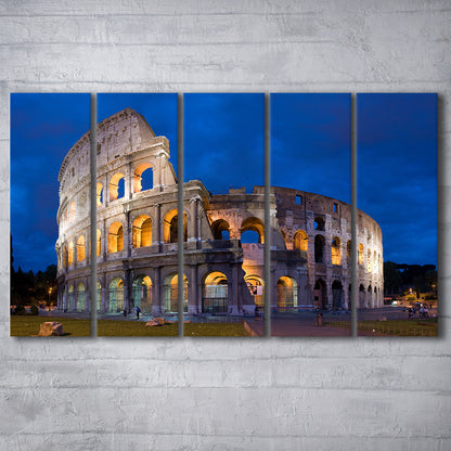 Colosseum in Rome Italy, Stadium Canvas, Sport Art, 5 Panel B, Extra Large Canvas, Canvas Print Wall Art