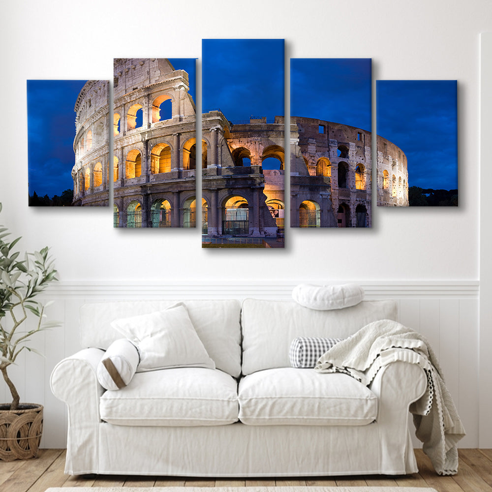 Colosseum in Rome Italy, Stadium Canvas, Sport Art, Gift for him, 5 Panel, Large Canvas, Canvas Print Wall Art