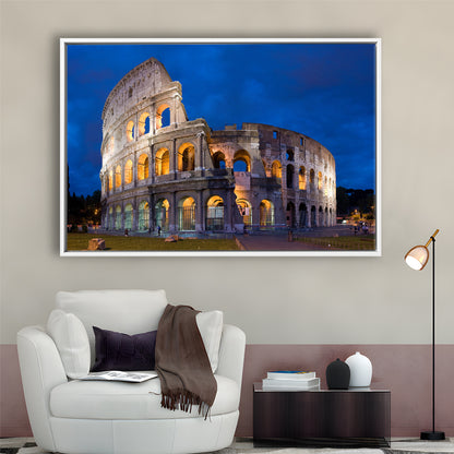 Colosseum in Rome Italy, Stadium Canvas, Sport Art, Framed Canvas Print Wall Art, Floating Frame