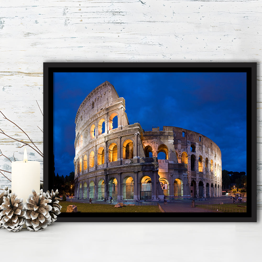 Colosseum in Rome Italy, Stadium Canvas, Sport Art, Framed Canvas Print Wall Art, Floating Frame