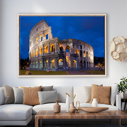 Colosseum in Rome Italy, Stadium Canvas, Sport Art, Framed Canvas Print Wall Art, Floating Frame