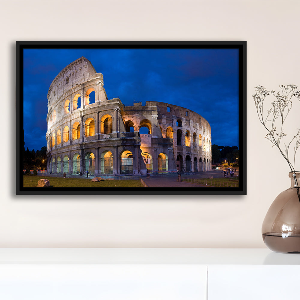 Colosseum in Rome Italy, Stadium Canvas, Sport Art, Framed Canvas Print Wall Art, Floating Frame