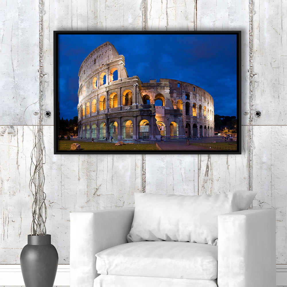 Colosseum in Rome Italy, Stadium Canvas, Sport Art, Framed Canvas Print Wall Art, Floating Frame