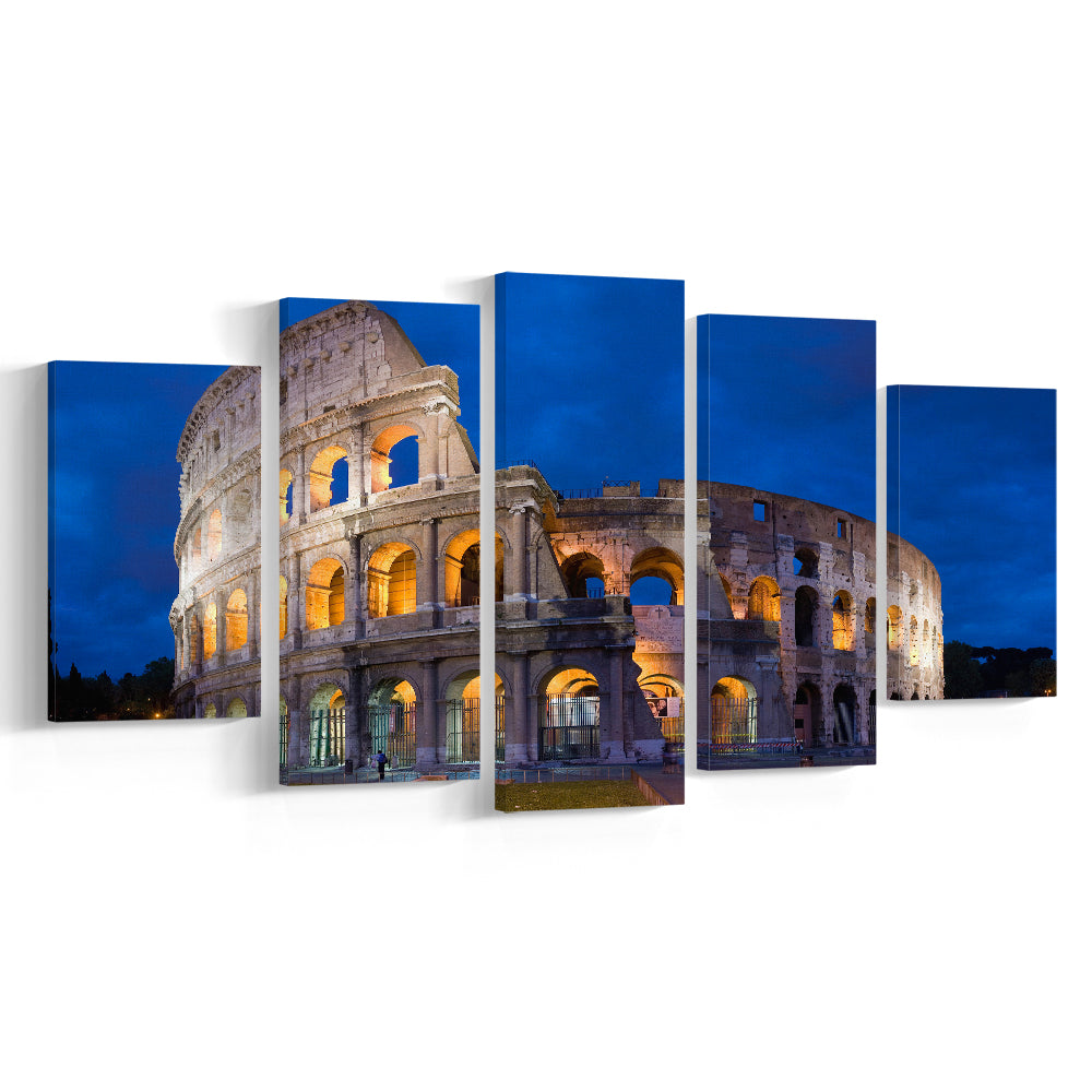 Colosseum in Rome Italy, Stadium Canvas, Sport Art, Gift for him, 5 Panel, Large Canvas, Canvas Print Wall Art