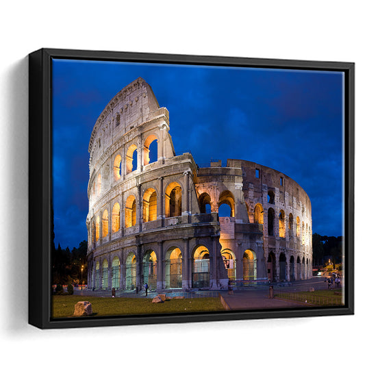 Colosseum in Rome Italy, Stadium Canvas, Sport Art, Framed Canvas Print Wall Art, Floating Frame