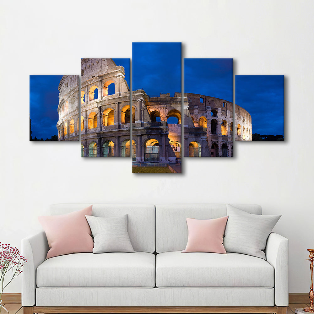 Colosseum in Rome Italy, Stadium Canvas, Sport Art, Gift for him, 5 Panel, Large Canvas, Canvas Print Wall Art
