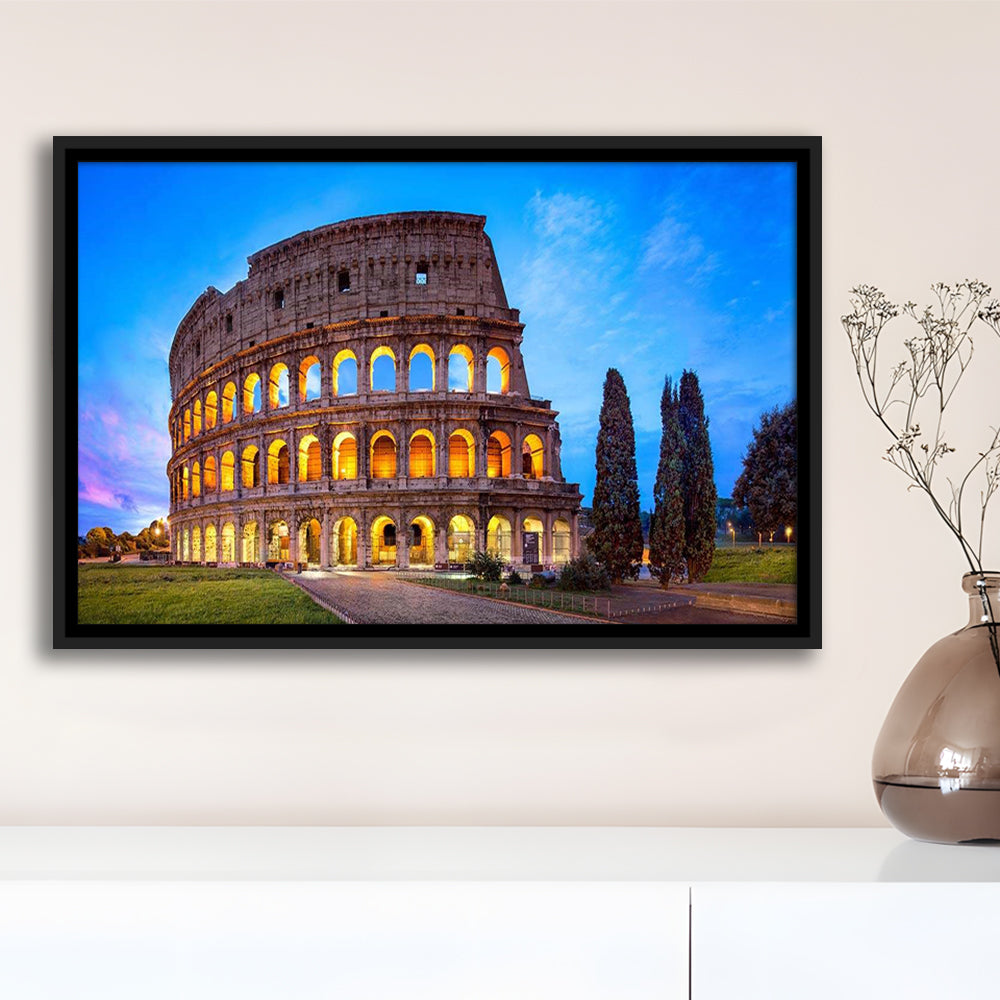 Colosseum in Rome, Stadium Canvas, Sport Art, Framed Canvas Print Wall Art, Floating Frame