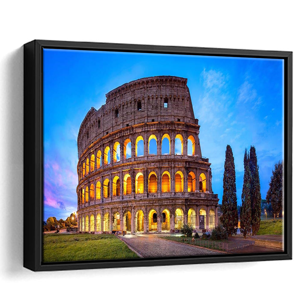 Colosseum in Rome, Stadium Canvas, Sport Art, Framed Canvas Print Wall Art, Floating Frame