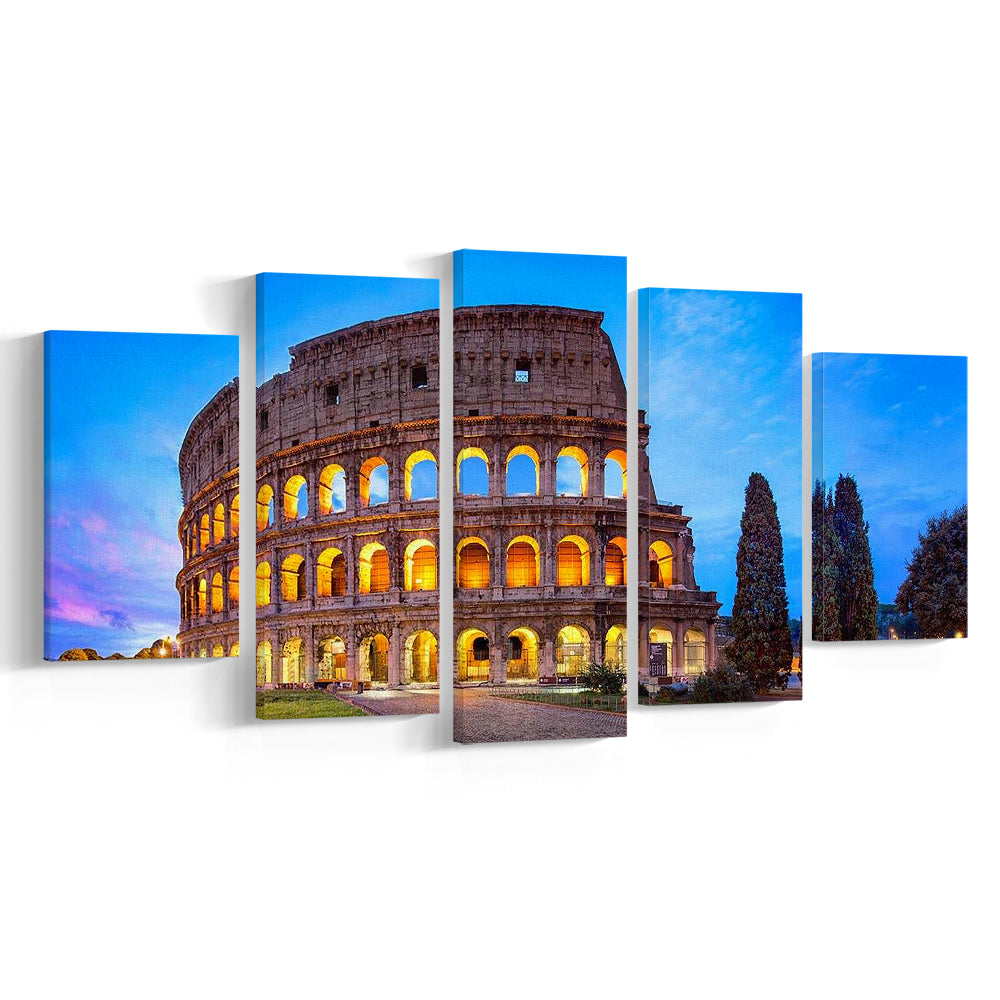 Colosseum in Rome, Stadium Canvas, Sport Art, Gift for him, 5 Panel, Large Canvas, Canvas Print Wall Art