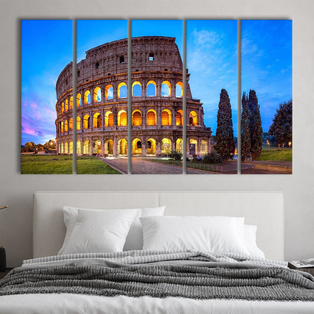 Colosseum in Rome, Stadium Canvas, Sport Art, 5 Panel B, Extra Large Canvas, Canvas Print Wall Art