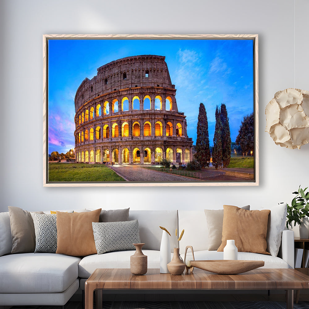 Colosseum in Rome, Stadium Canvas, Sport Art, Framed Canvas Print Wall Art, Floating Frame