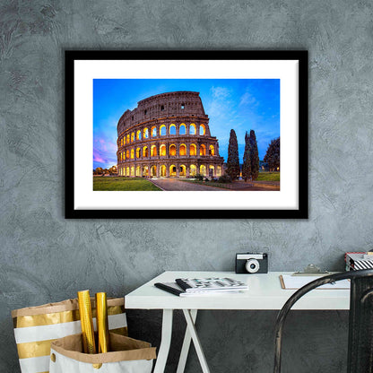 Colosseum in Rome, Stadium Canvas, Sport Art, Gift for him, White Border Framed Art Print Wall Decor