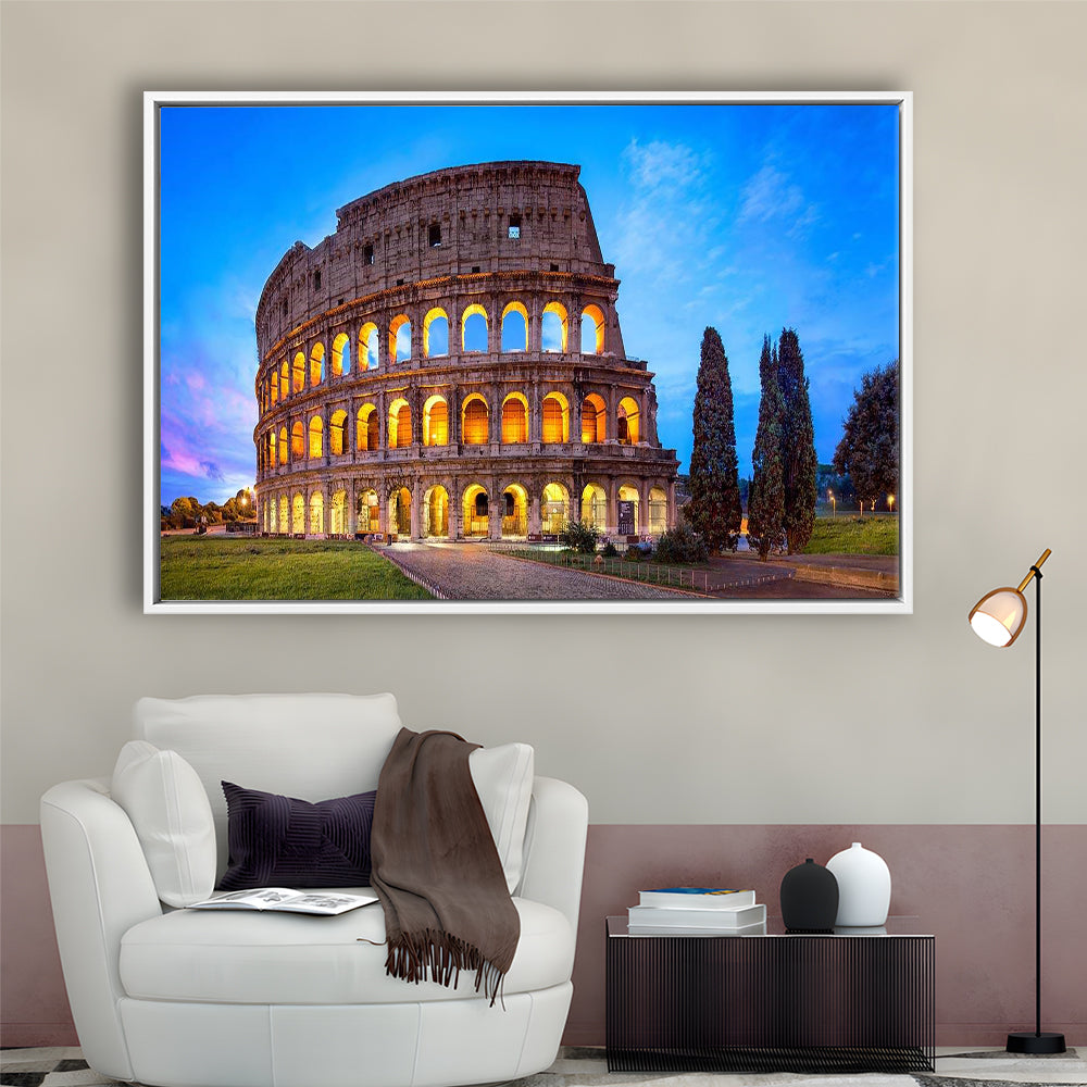 Colosseum in Rome, Stadium Canvas, Sport Art, Framed Canvas Print Wall Art, Floating Frame