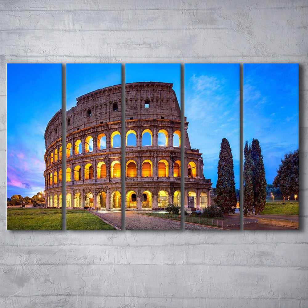 Colosseum in Rome, Stadium Canvas, Sport Art, 5 Panel B, Extra Large Canvas, Canvas Print Wall Art