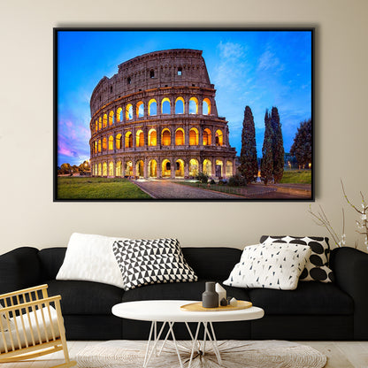 Colosseum in Rome, Stadium Canvas, Sport Art, Framed Canvas Print Wall Art, Floating Frame