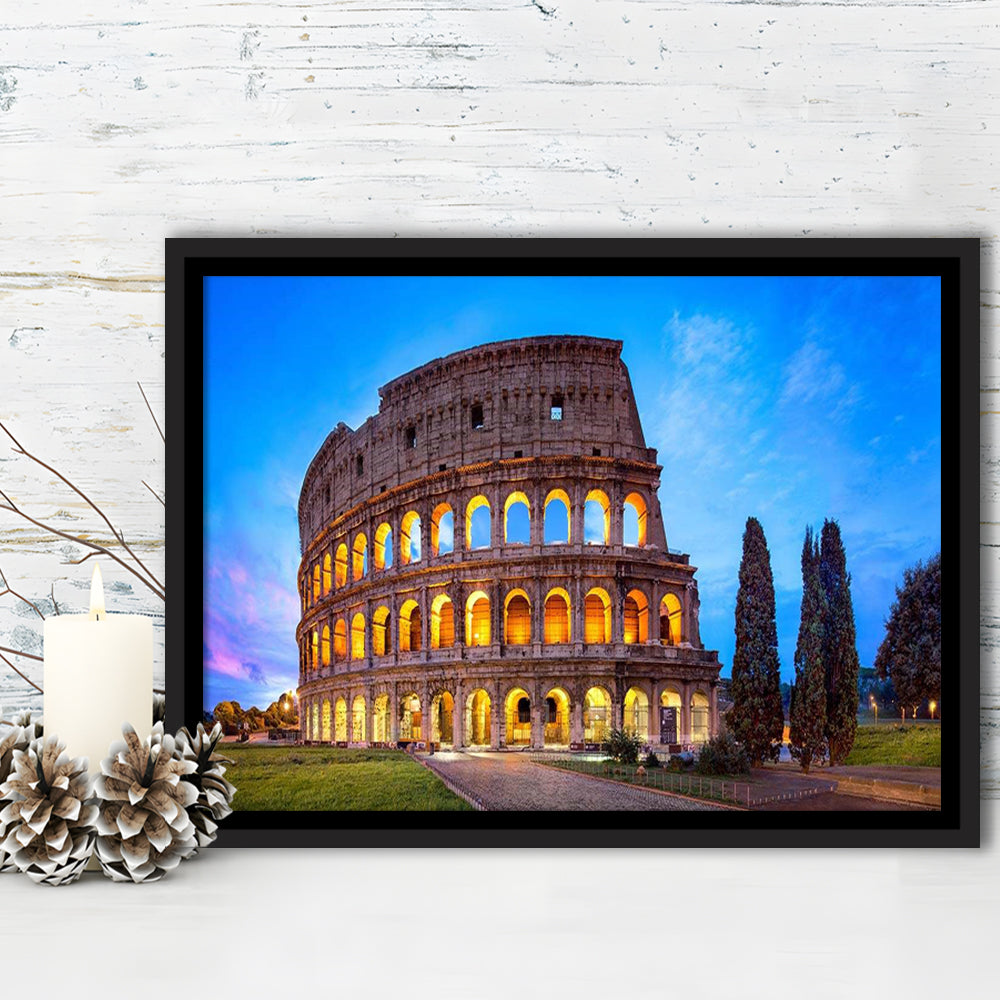 Colosseum in Rome, Stadium Canvas, Sport Art, Framed Canvas Print Wall Art, Floating Frame