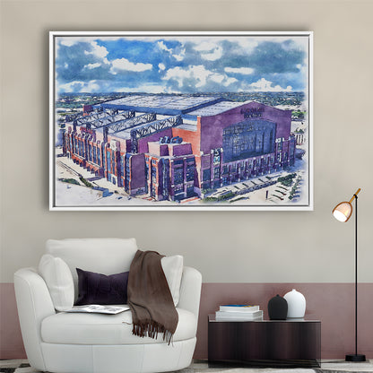 Colts Football Stadium- Lucas Oil Painting Stadium Watercolor, Sport Gift Art, Framed Canvas Print Wall Art