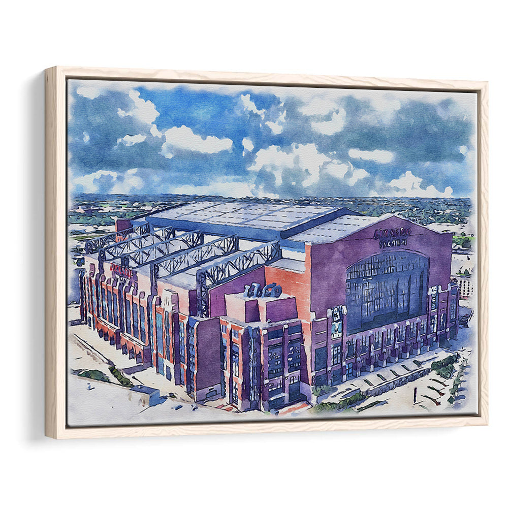 Colts Football Stadium- Lucas Oil Painting Stadium Watercolor, Sport Gift Art, Framed Canvas Print Wall Art