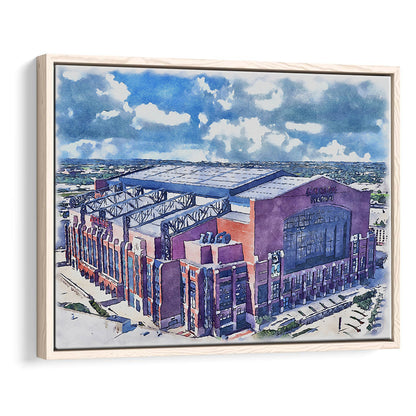Colts Football Stadium- Lucas Oil Painting Stadium Watercolor, Sport Gift Art, Framed Canvas Print Wall Art