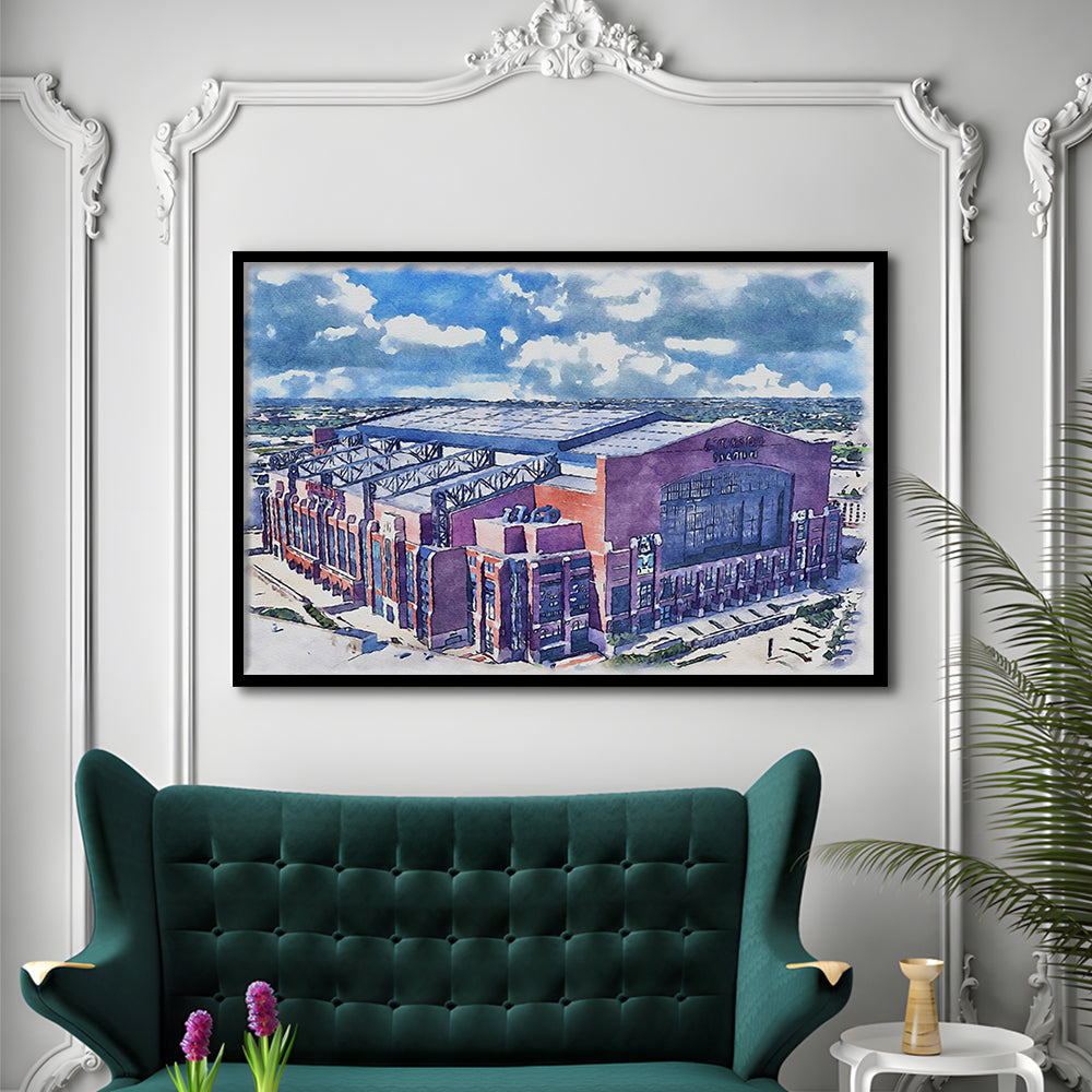 Colts Football Stadium- Lucas Oil Painting Stadium Watercolor, Sport Gift Art, Framed Art Print Wall Decor
