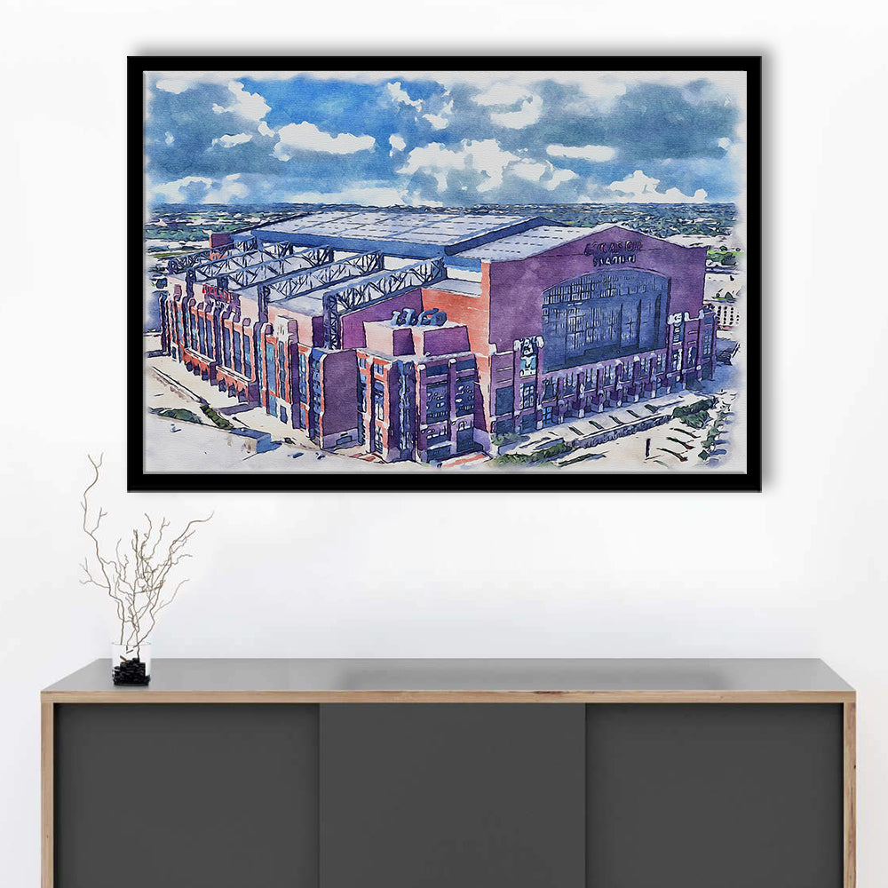 Colts Football Stadium- Lucas Oil Painting Stadium Watercolor, Sport Gift Art, Framed Art Print Wall Decor