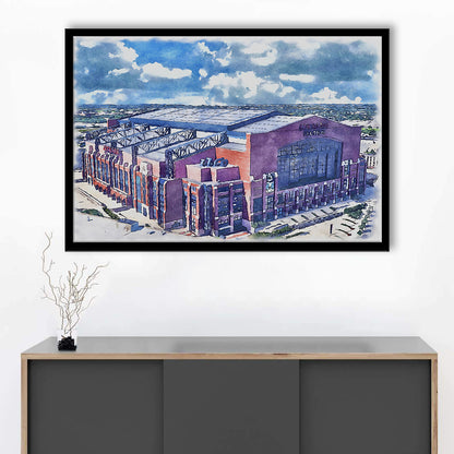 Colts Football Stadium- Lucas Oil Painting Stadium Watercolor, Sport Gift Art, Framed Art Print Wall Decor