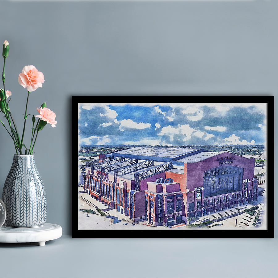 Colts Football Stadium- Lucas Oil Painting Stadium Watercolor, Sport Gift Art, Framed Art Print Wall Decor