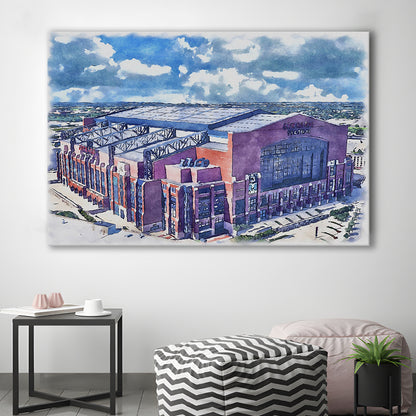 Colts Football Stadium- Lucas Oil Painting Stadium Watercolor, Sport Art, Gifts for him, Canvas Print Wall Art