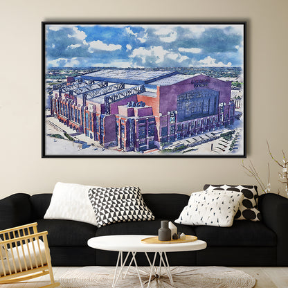 Colts Football Stadium- Lucas Oil Painting Stadium Watercolor, Sport Gift Art, Framed Canvas Print Wall Art