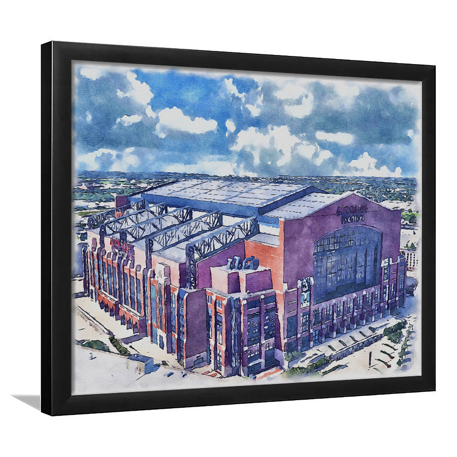 Colts Football Stadium- Lucas Oil Painting Stadium Watercolor, Sport Gift Art, Framed Art Print Wall Decor