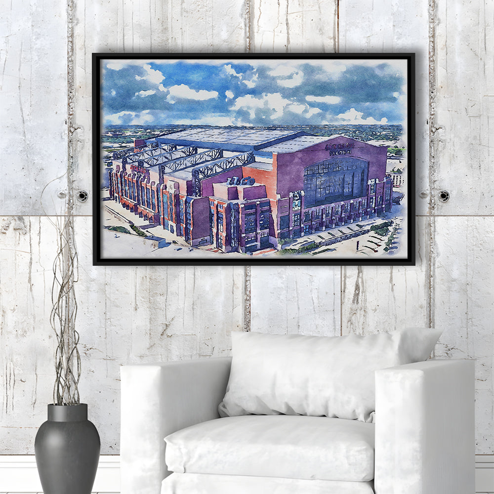 Colts Football Stadium- Lucas Oil Painting Stadium Watercolor, Sport Gift Art, Framed Canvas Print Wall Art