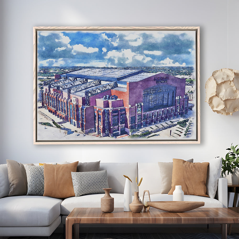 Colts Football Stadium- Lucas Oil Painting Stadium Watercolor, Sport Gift Art, Framed Canvas Print Wall Art