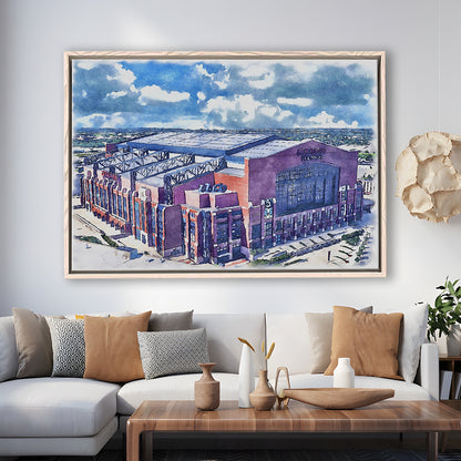 Colts Football Stadium- Lucas Oil Painting Stadium Watercolor, Sport Gift Art, Framed Canvas Print Wall Art