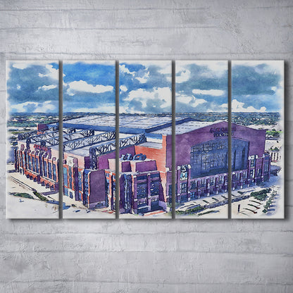 Colts Football Stadium- Lucas Oil Painting Stadium Watercolor, Sport Art, Extra Large Canvas Print Wall Art