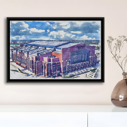 Colts Football Stadium- Lucas Oil Painting Stadium Watercolor, Sport Gift Art, Framed Canvas Print Wall Art