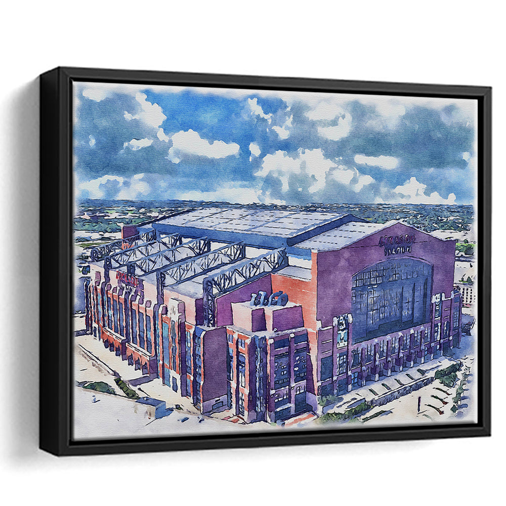 Colts Football Stadium- Lucas Oil Painting Stadium Watercolor, Sport Gift Art, Framed Canvas Print Wall Art