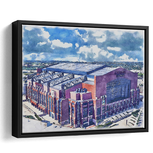 Colts Football Stadium- Lucas Oil Painting Stadium Watercolor, Sport Gift Art, Framed Canvas Print Wall Art