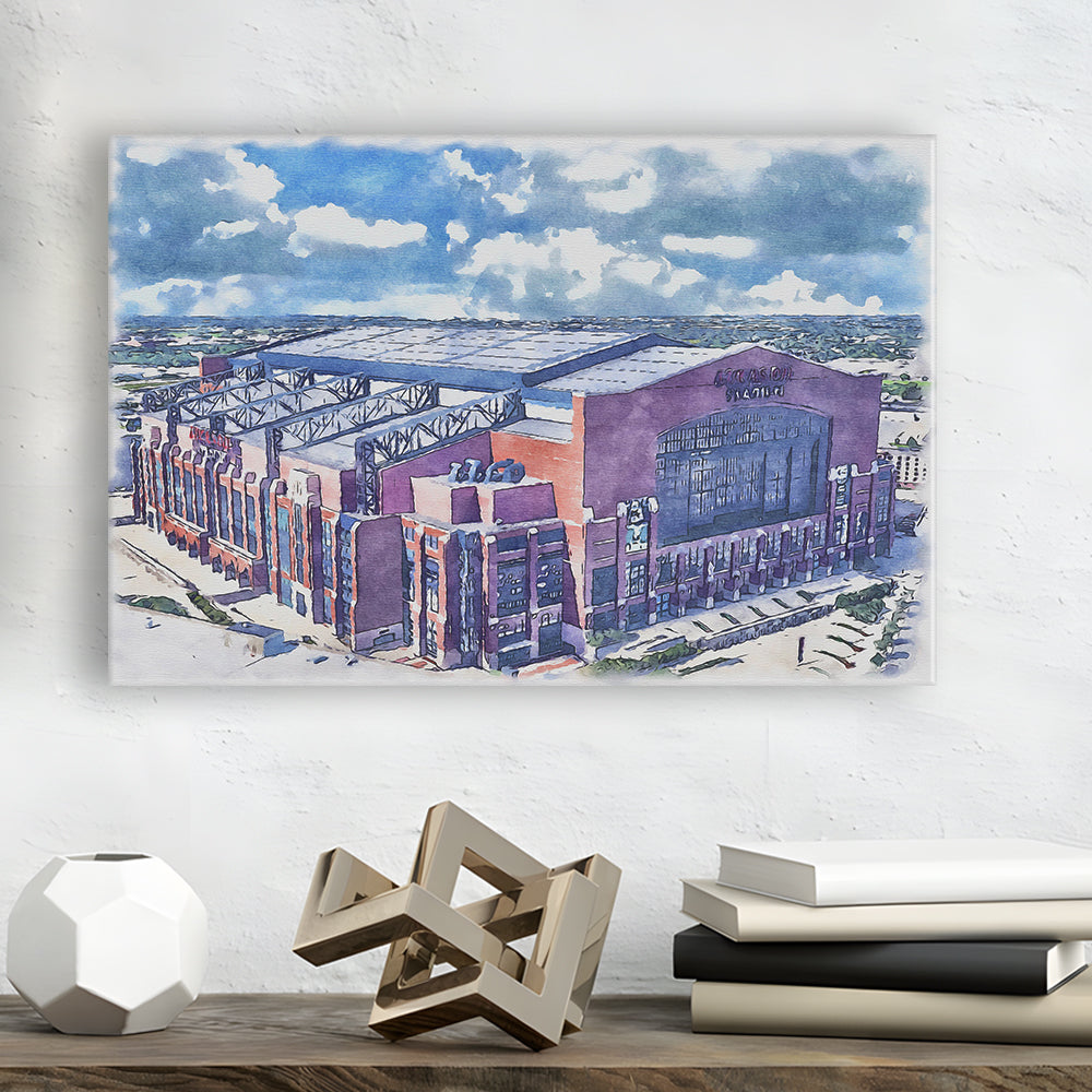 Colts Football Stadium- Lucas Oil Painting Stadium Watercolor, Sport Art, Gifts for him, Canvas Print Wall Art