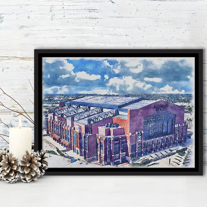 Colts Football Stadium- Lucas Oil Painting Stadium Watercolor, Sport Gift Art, Framed Canvas Print Wall Art
