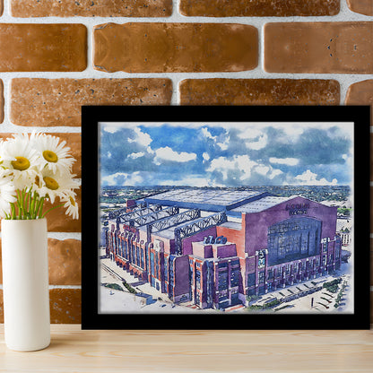 Colts Football Stadium- Lucas Oil Painting Stadium Watercolor, Sport Gift Art, Framed Art Print Wall Decor