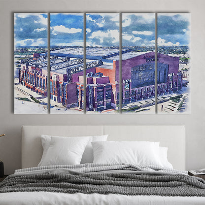 Colts Football Stadium- Lucas Oil Painting Stadium Watercolor, Sport Art, Extra Large Canvas Print Wall Art